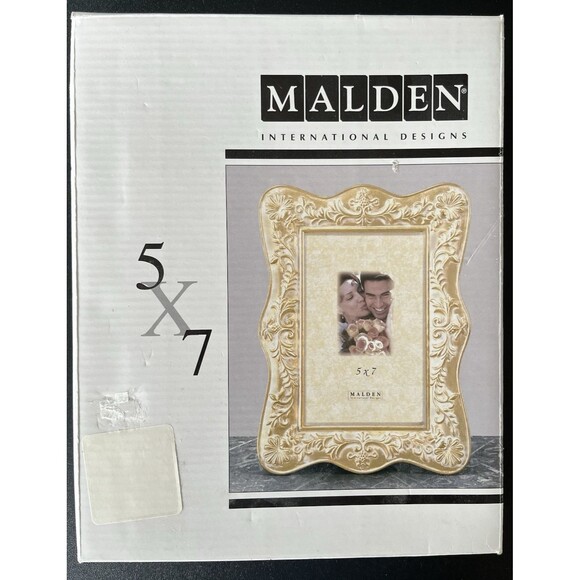 Gold Embossed Fits 5" x  7" Metal Picture Frame By Malden New Wedding Family - Picture 2 of 5